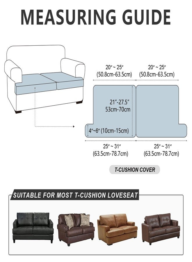 ANARACHON Leather Look Couch Cushion Covers Sofa Seat Slipcovers Sets Couches Furniture Protector for Sectional Armchair Loveseat Pets Kids Stretch Spandex Fabric (2 T-Cushion Loveseat, Black) - Image 2